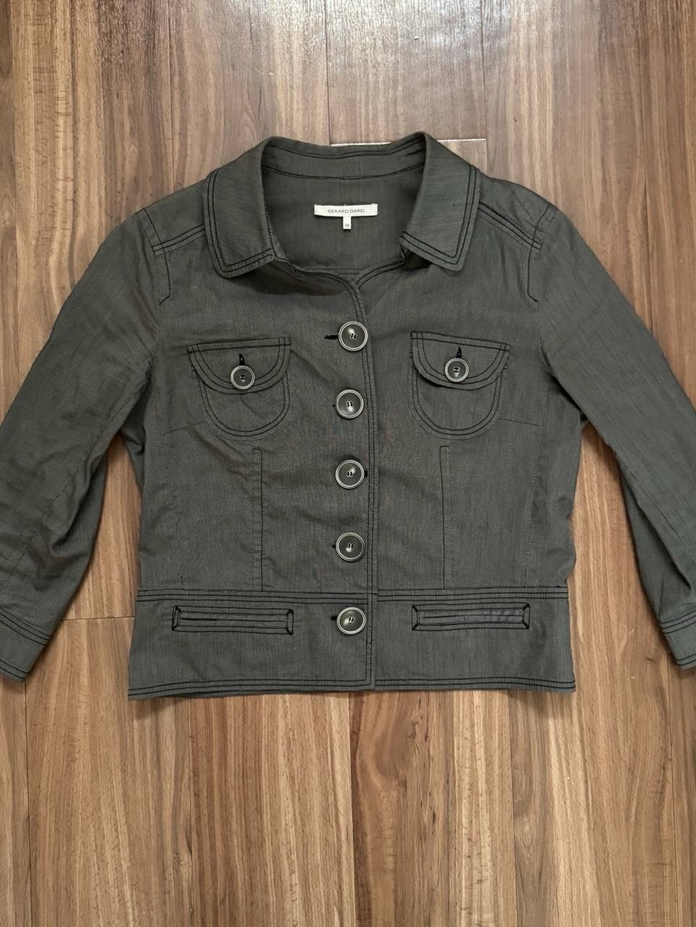 Gerard Darel Charcoal Button-Front Blazer